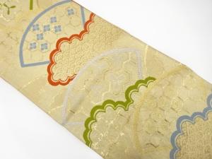 アンティーク 地紙に花・古典柄織り出し袋帯(着用可)